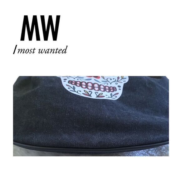 Most‎ Wanted MW Canvas Floral Skull Shoulder Bag - Picture 3 of 3